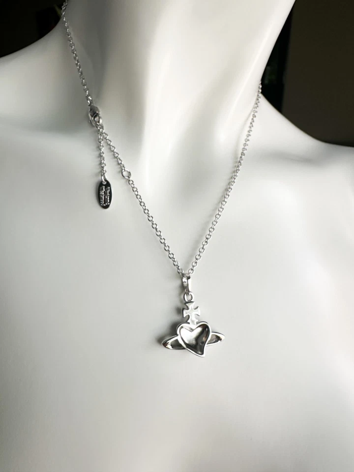 Vivienne Westwood 3D новый белый сердце серебро ожерелье цепочка - Изображение 4 из 4