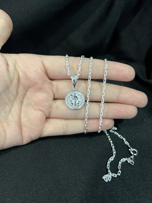 925 Sterling Silber Damen kleine St. Benedikt San Benito & Forz Kette 18 22 24 26