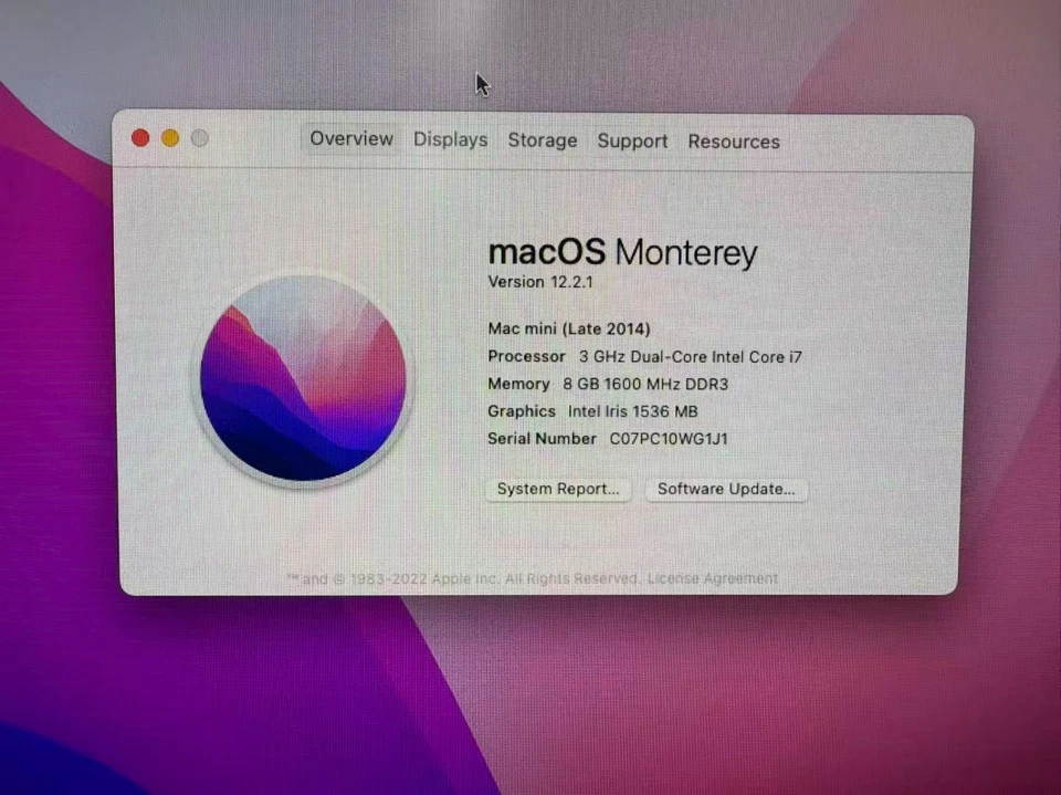 Apple Mac Mini A1347 Late 2014 Core i7@3.00GHz 8GB RAM 256GB SSD macOS Monterey - Image 2 of 4