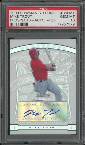2009 Bowman Sterling #MT Mike Trout Refractor Rookie Auto #139/199 PSA 10