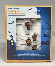 Grim Reaper Red LED Wire Light Set by Home - Halloween Decor NEW In The Box