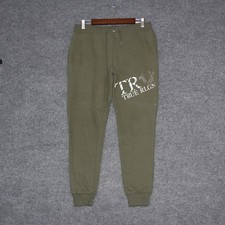 True Religion Mens Jogger Sweatpants Olive Green TR Logo Size M Rhinestones