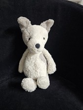 Jellycat Medium Bashful Terrier. White & Grey Dog. Retired