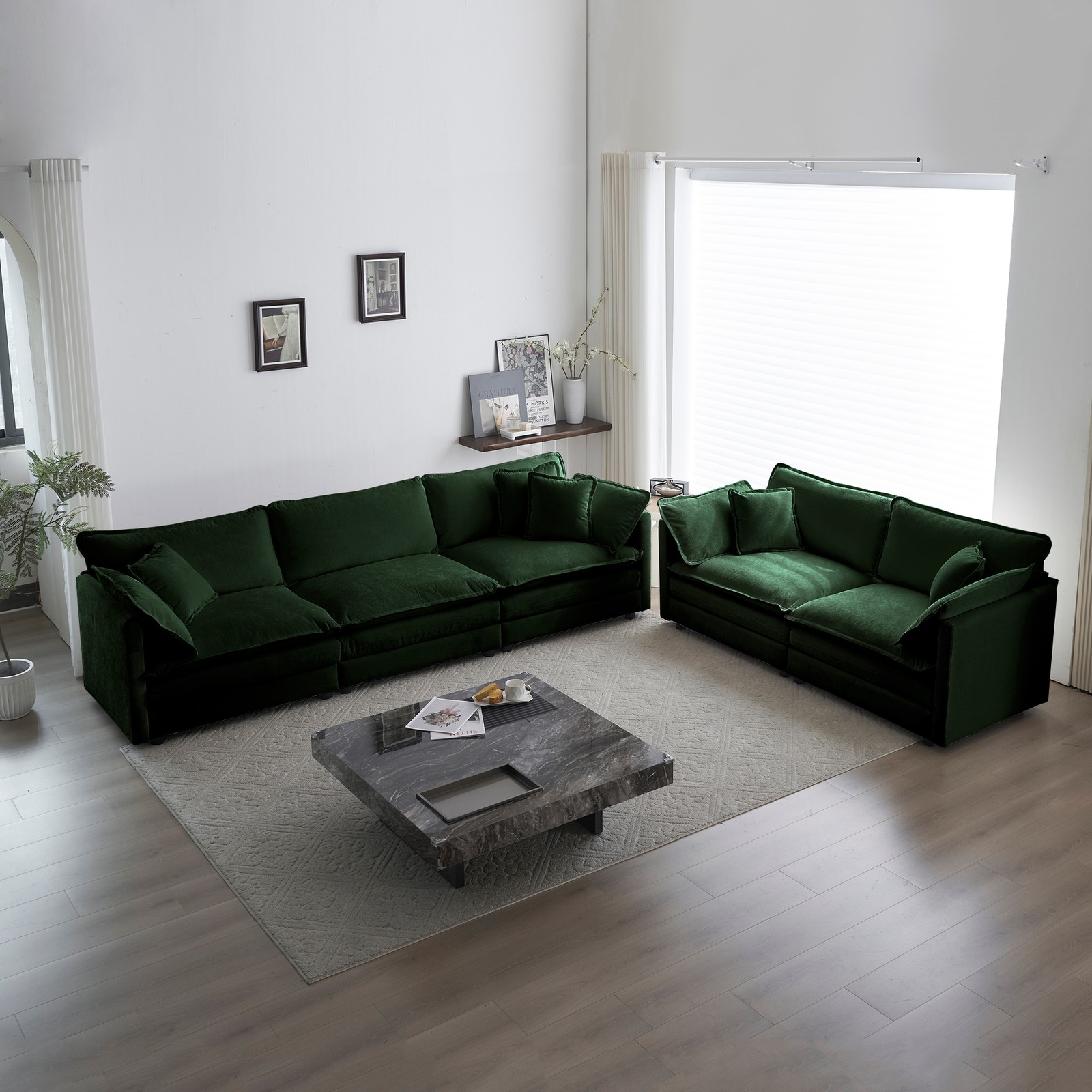 3 Piece Sofa Set Oversized Sofa Comfy Sofa Couch, 2 Pieces of 2 Seater and 1 Pie