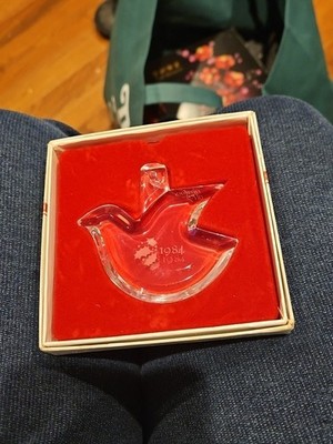 Orrefors Crystal Christmas Ornament 1984 Dove In Box