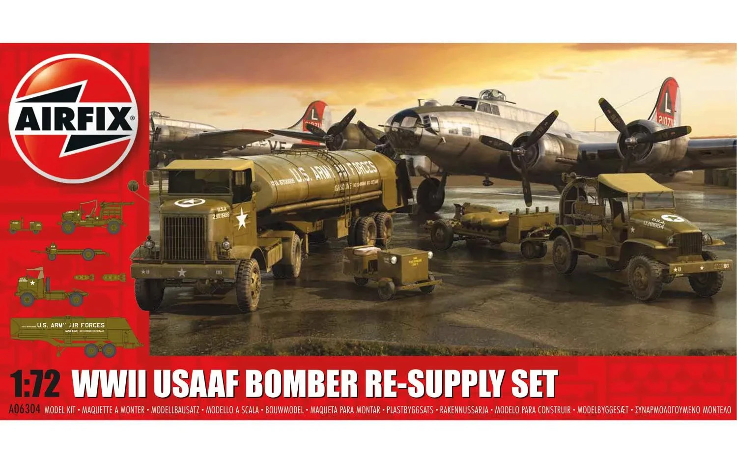 USAAF BOMBER RE-SUPPLY SET WWII - AIRFIX 1/72 PLASTIC KIT