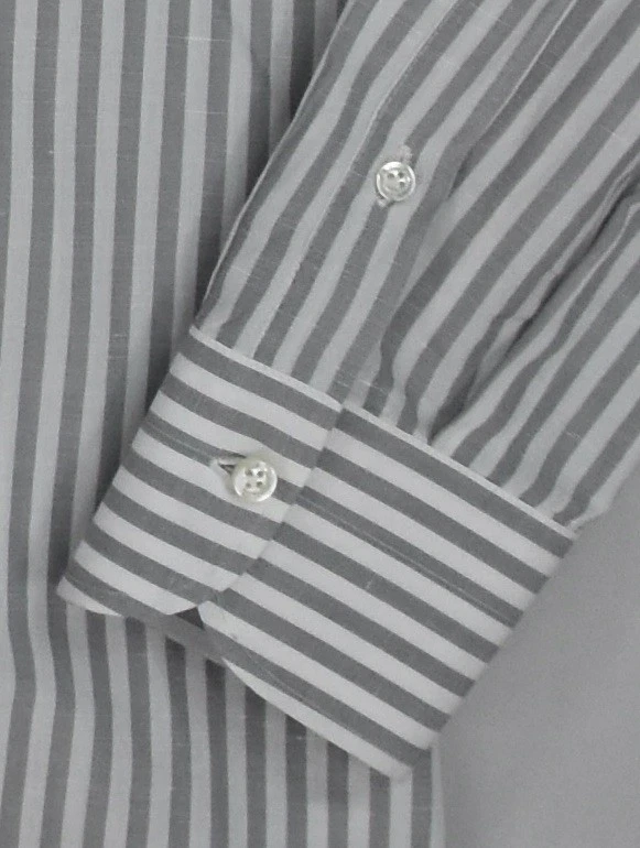 ISAIA NAPOLI мужской полоски белый серый льняное платье рубашка размер 17 новый - Изображение 3 из 4