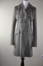 Richard Tyler Military Inspired Grey Double-breasted Wool Coat/jacket Size 14