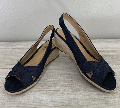 Abella Womens Shiloh Wedge Peep Tow Slingback Sandals Size