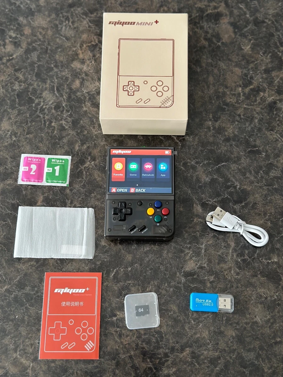 BRAND NEW transparent black MIYOO mini+ (plus) Retro Gaming