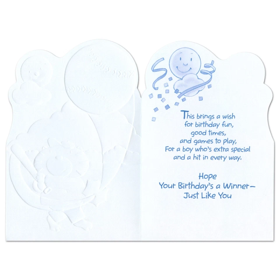 Cute HAPPY BIRTHDAY Card FOR YOUNG KID BOY, Baseball Tiger by Carlton Cards +✉ - Image 2 of 4