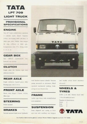 Tata LPT 709 Light Truck 1994-95 UK Marktvorschau Einzelblatt Verkaufsbroschüre