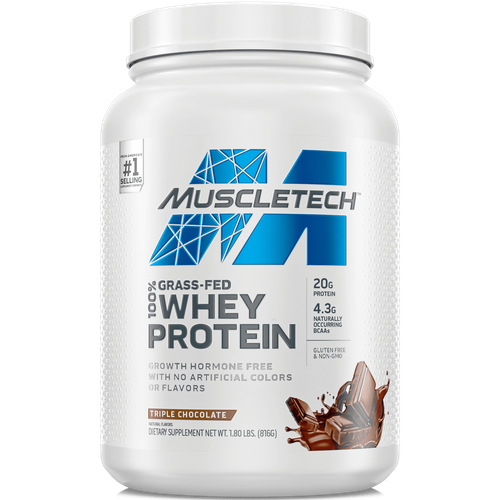 Muscletech GrassFed 100 Whey Protein Powder, Triple Chocolate, 20g