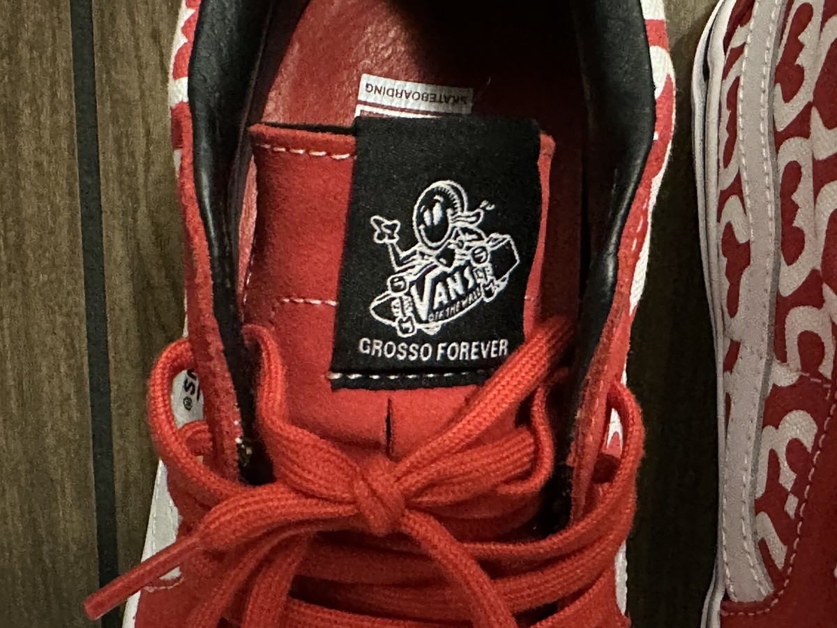 SUPREME X VANS MONOGRAM S LOGO SKATE GROSSO MID 2021 RED/WHITE SZ