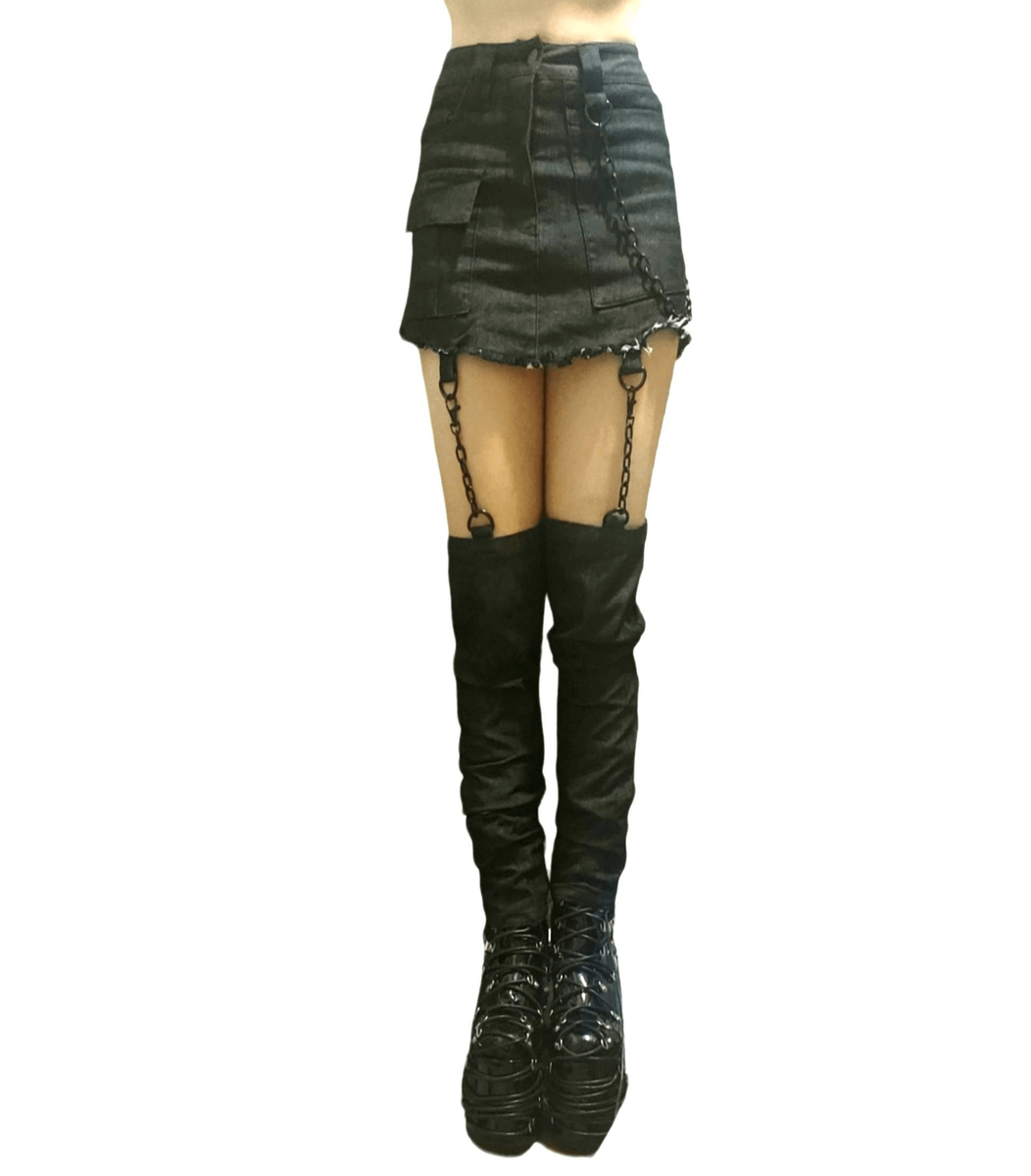 Dolls Kill Darker Wavs Goth Emo Dark Wave Chained Mini Skirt