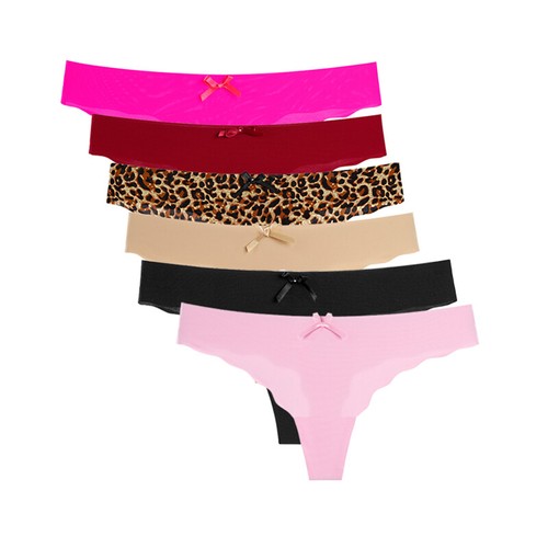 6 Pack Sexy Women’s Daily Thongs Cool Seamless Panties Bikini Underwear