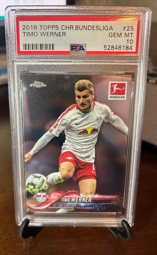 2018 Topps Chrome Bundesliga Timo Werner #25 PSA 10 Gem Mint - Picture 1 of 2
