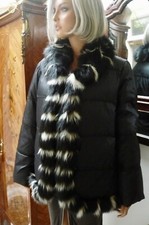 italienische Designer Daunenjacke Schwarz MARLY`S 1981 Fuchspelz  Gr. 40 neuw.