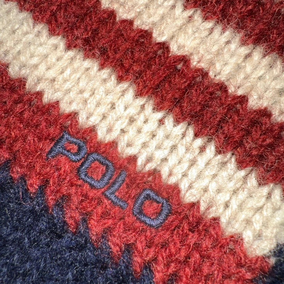 Suéter Polo Ralph Lauren Bandera EE. UU. Para Hombre 100% Lana Azul Marino-Talla XL Foto 3 de 4