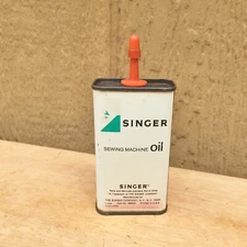 Singer Sewing Machine Oil Can 1/2 Full Vintage Red Spout 4oz Household Lubricant