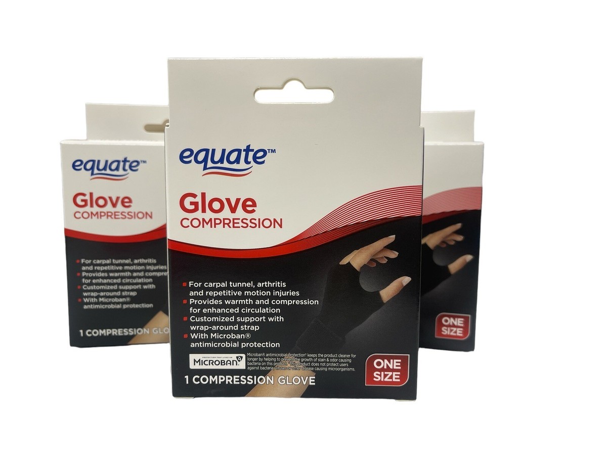 Pack Equate Compression Gloves Antimicrobial One Size Carpel