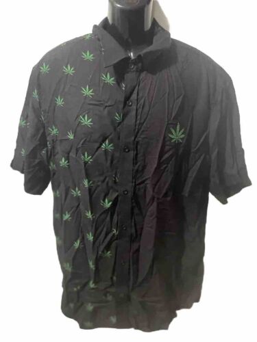 NWT Eighty Eight Shirt MensShort Sleeve Button Up WeedLeaf 100%Viscose Size XL#9 - Picture 1 of 16