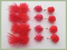 Blob and Egg Trout Flies, 12 pack, Red, size 10, for fly fishing
