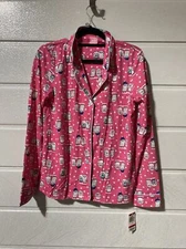 Jenni by Jennifer Moore Printed Knit Pajama Set Pink Snowy Owls S