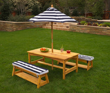 kidkraft 4pc table with primary benches and bin set