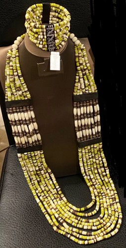 Chico’s 2 Piece Set ELBA Multi-Strand Necklace & Matching Stretch Cuff Bracelet