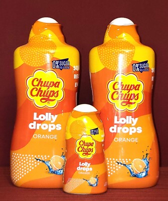 2x500ml+48ml Chupa Chups Lolly mini Getränke Sirup Konzentrat Orange zuckerfrei