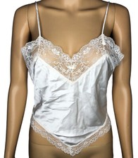 80s Ms. Leslee Ivory Lace Trim Satin Cami Size Medium Intimates Coquette