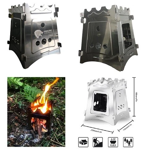Camping Wood Burning Stove, Portable Lightweight Stainless Steel, Hiking  Prepper | eBay