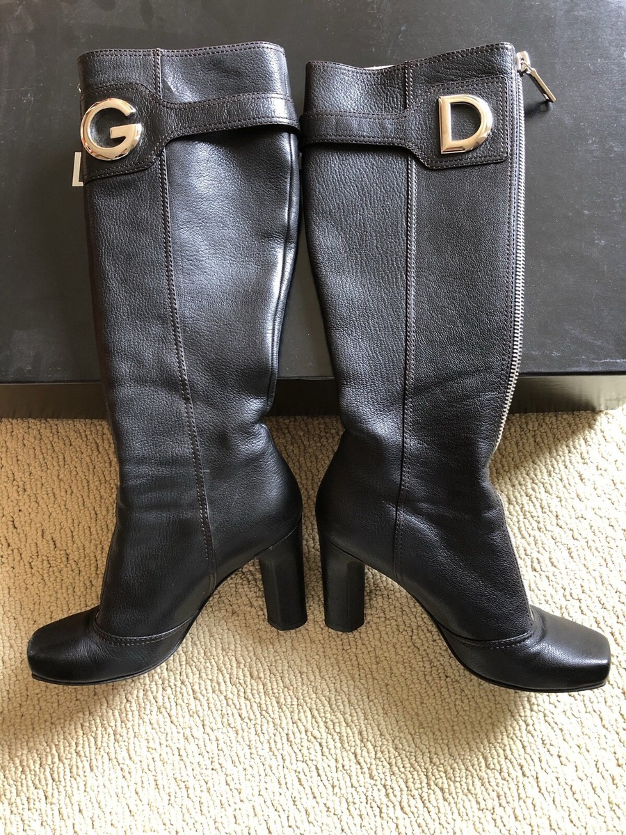 Dolce & Gabbana D&G Black Leather Front Zip Logo Boots 37.5 Dolce & Gabbana D&G Black Leather Front Zip Logo Boots 37.5