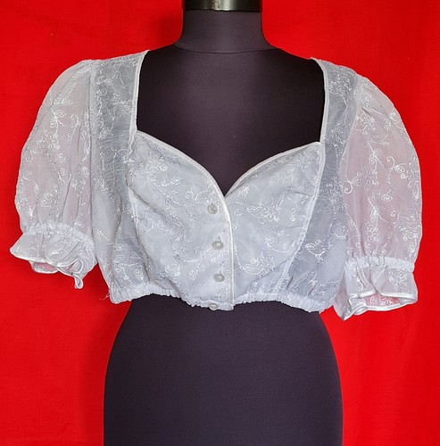 BLOUSE VINTAGE TRACHTEN OKTOBERFEST DIRNDL TYROL LACE WOMEN CROP TOP:US 10/EU 38