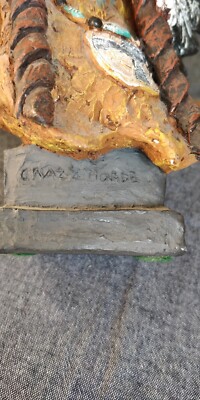 Crazy Horse 7” Sculpture By Daniel Monfort 1995 - Hydrostone