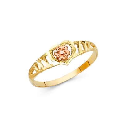 Ausgefallener Blumenring Gold 14 Karat bicolor Gold