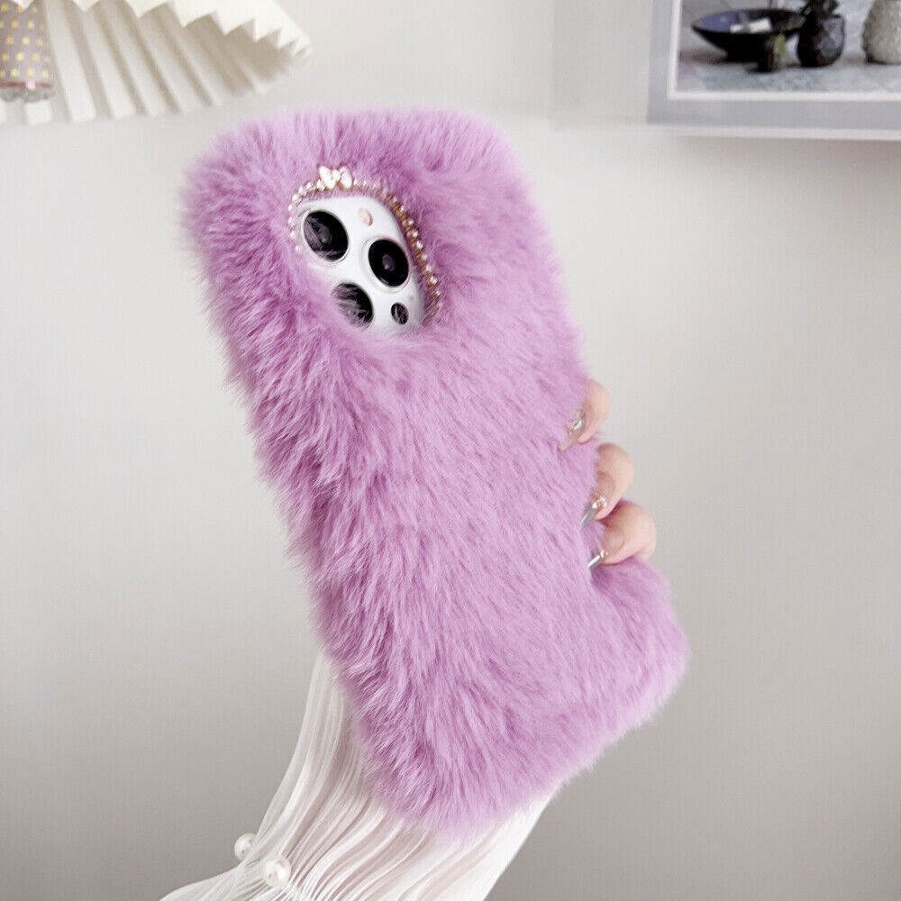 Luxury Fluffy Plush Phone Case For iPhone 11 12 13 14 15 Pro Max XR XS  Cover