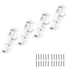 2.5 Inch Barrel Bolt Latch 4PCS White Metal Door Latches Heavy Duty Slide Lock