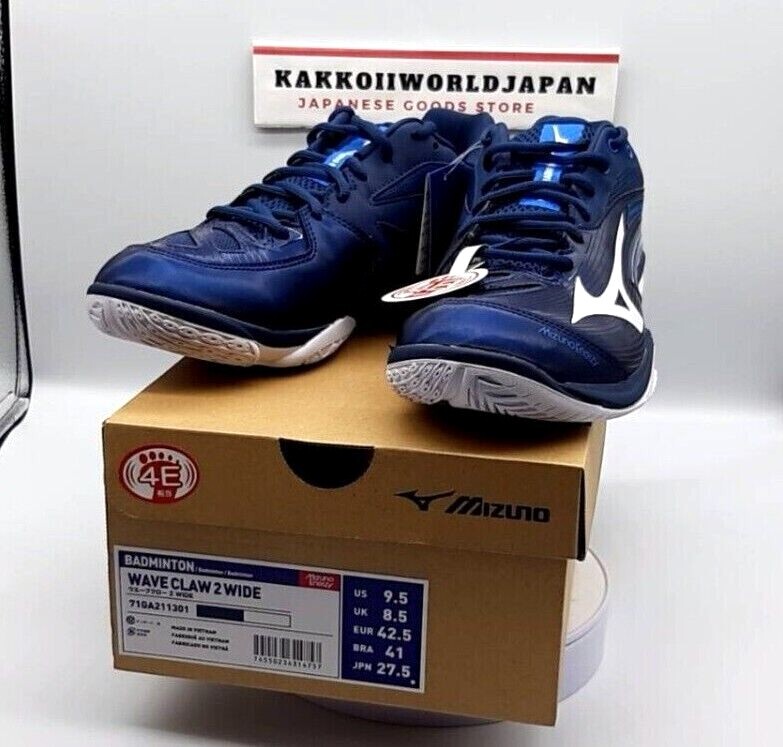 Mizuno Badminton Shoes WAVE CLAW 2 WIDE Navy x White 71GA211301