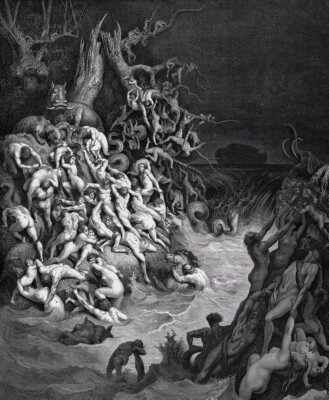 SIGNED GUSTAVE DORE 1800s Biblical Woodcut 