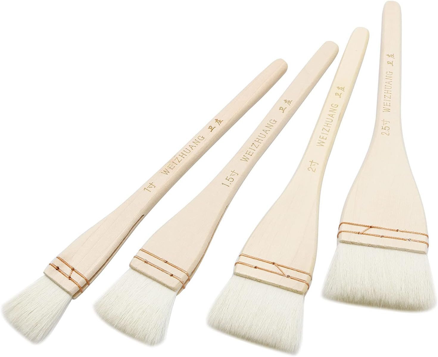 Creative Mark Hake Paintbrush Set 4PCS Professional Soft White Goat Hair Stitch-