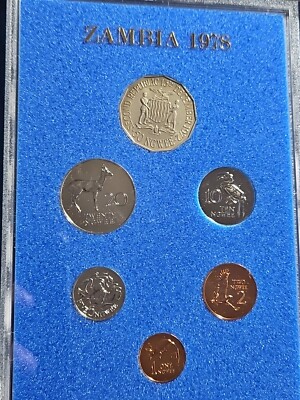 Proof Coinage of Zambia 1978. Rare Royal Mint 6 African Coin Set