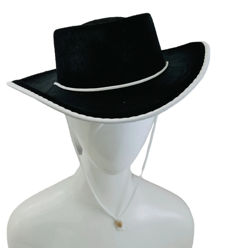 Sombrero de Fieltro Vaquero Español Blanco Encaje y Borde Fieltro Sombrero Halloween Disfraz Fiesta Foto 4 de 4