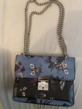 Pre-owned Mango Blue Floral Pattern Crossbody Bag Great Condition W23 cm,H 18 cm