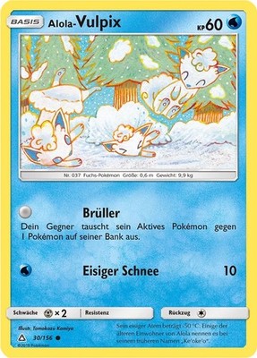 030/156 Alola-Vulpix NM Ultra Prisma 2018 NON HOLO Pokémon Karte Deutsch TCG