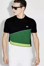 Lacoste Sport Mens Tennis Colourblock T-Shirt - Black/Green/White Ultra Dry XXL