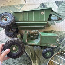 Vintage Model Toys Euclid Earth Mover Firestone Tire Pressed Steel Original 1950