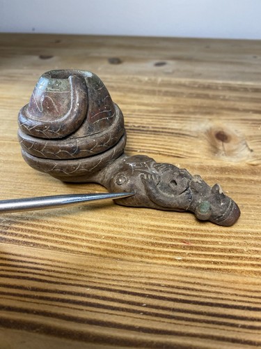 VINTAGE präkolumbianische Pfeife Schlange fressender Mann Abbild Maya Azteken Ton - Bild 2 von 20
