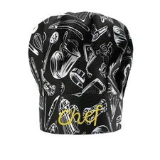 Chef hat embroidered with chef lettering, Chef Hat, Black Chef hat, Cotton Fork